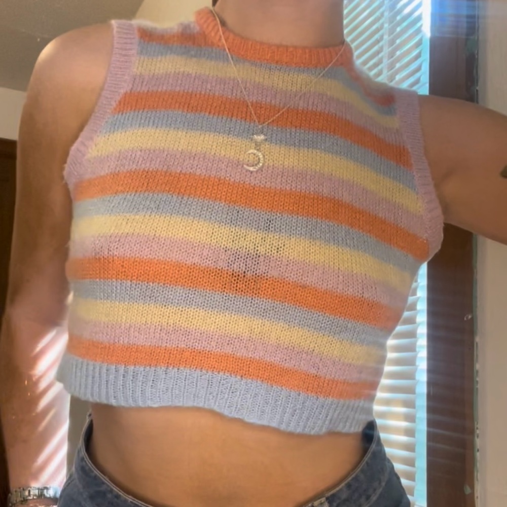 Stripe multicolor cropped sweater